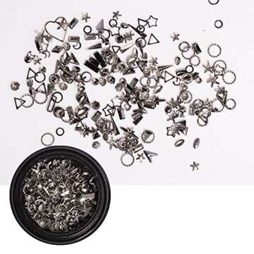 WEILUSI Gold Metal Nail Art Studs 3D Mixed Shapes Gold Sliver Rose Gold Nail Rivets Charms Star Moon Design Alloy Kit for Manicure DIY Nail Art Decoration