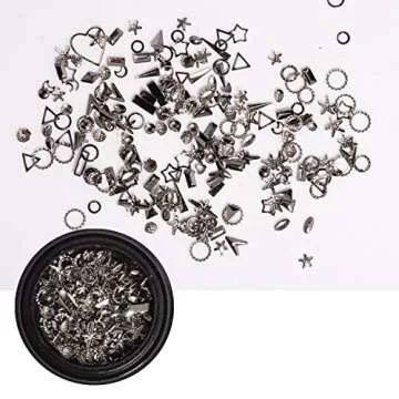 WEILUSI Gold Metal Nail Art Studs 3D Mixed Shapes Gold Sliver Rose Gold Nail Rivets Charms Star Moon Design Alloy Kit for Manicure DIY Nail Art Decoration