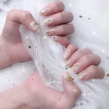 WEILUSI Gold Metal Nail Art Studs 3D Mixed Shapes Gold Sliver Rose Gold Nail Rivets Charms Star Moon Design Alloy Kit for Manicure DIY Nail Art Decoration