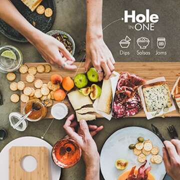 Extra Large Charcuterie Board, 31x8 inch Bamboo Serving Platter, Long Cheese Board with Dip Bowl Hol...