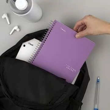 Five Star Small Spiral Notebook, 2 Subject, College Ruled Paper, 9-1/2" x 6", 100 Sheets, Amethyst Purple (840004CF1)