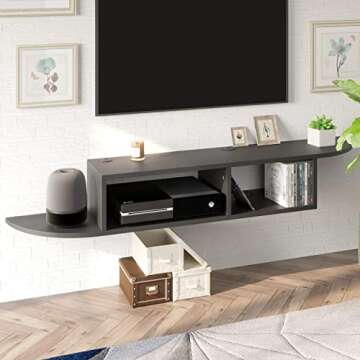Modern Floating TV Shelf for Cable Box and Xbox - Black