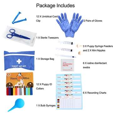 WEEGEEKS Whelping Kit,Whelping Kit for Puppies Birth with 12pcs Whelping Collars,Puppy Feeding Tube ...