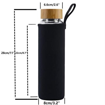 Sunkey Glass Water Bottle 32 oz Wide Mouth Eco-Friendly