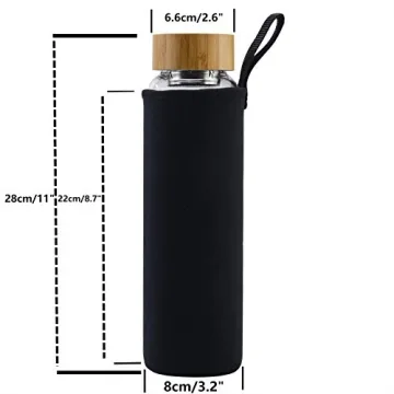 Sunkey Glass Water Bottle 32 oz Wide Mouth Eco-Friendly