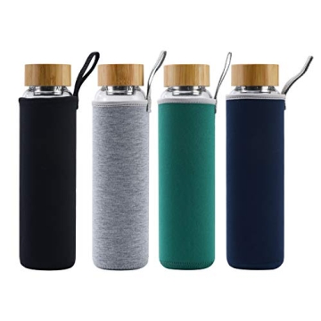 Sunkey Glass Water Bottle 32 oz Wide Mouth Eco-Friendly