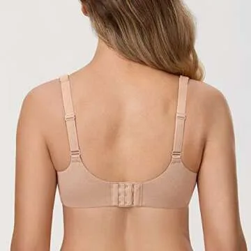 DELIMIRA Women's Plus Size Bras Minimizer Underwire Full Coverage Unlined Seamless Cup Oatmeal Heather 44G