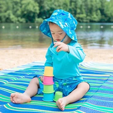 Baby Girls Sun Protection Bucket Hat Aqua Dinosaurs 0-6 Months