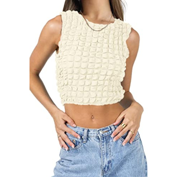 Chic CHYRII Popcorn Sleeveless Crop Top for Summer