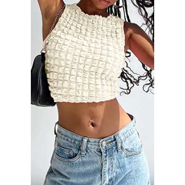 Chic CHYRII Popcorn Sleeveless Crop Top for Summer