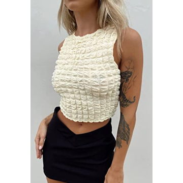 Chic CHYRII Popcorn Sleeveless Crop Top for Summer