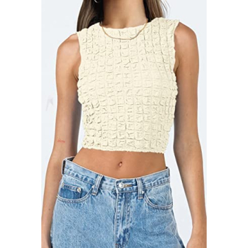Chic CHYRII Popcorn Sleeveless Crop Top for Summer
