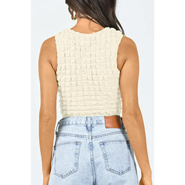 Chic CHYRII Popcorn Sleeveless Crop Top for Summer