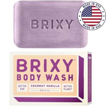 BRIXY Soap-Free Moisturizing Body Wash Bar, Gentle Skin Cleanser With Shea Butter & Castor Oil, Ceramide & Niacinamide Help Support The Skin Barrier, pH balanced, Noncomedogenic, Made in US, 4oz