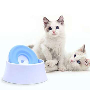 WishLotus Floating Disk Spill Proof Pet Water Bowl