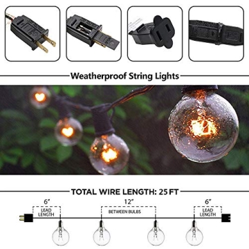 VMANOO Waterproof G40 Globe String Lights for Outdoor Use