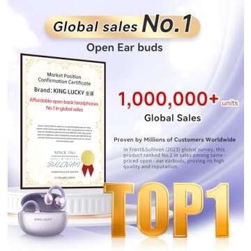 King Lucky Clip-on Earbuds,Open Ear Earbuds Wireless Bluetooth 5.4, Lightweight Open Ear Headphones ...