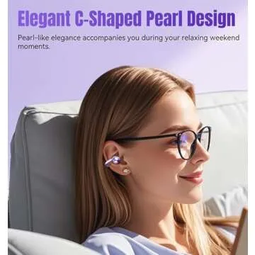 King Lucky Clip-on Earbuds,Open Ear Earbuds Wireless Bluetooth 5.4, Lightweight Open Ear Headphones with C-Shaped Bridge,Slim Hook,50H Battery,Waterproof,for Glasses Wearers and Workouts (Purple)
