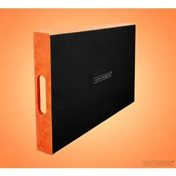 Home Redefined Beautiful Modern Elegant 18"x12" Rectangle Orange Faux Leather Decorative Tray Ottoman Coffee Table Perfume Living Room Kitchen Serving Tray with Handles for All Occasion's
