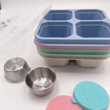 Reusable 4-Compartment Bento Box Set for Meal Prep