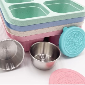 Reusable 4-Compartment Bento Box Set for Meal Prep