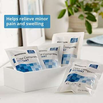 McKesson Cold Compress Instant Ice Pack [24 Pack] Disposable, Ice Packs for Injuries and Pain Relief, 6 in x 9 in
