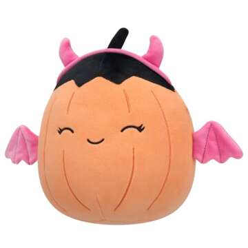 Squishmallows Original 8-Inch Margie Pumpkin in Pink Devil Costume - Official Jazwares Halloween Plu...