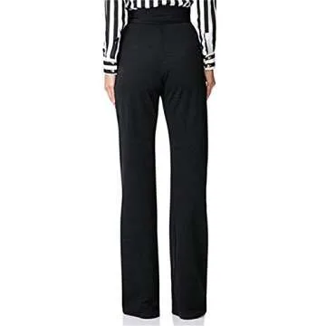 LKOUS Women Work Casual Stretchy Straight Wide Leg High Waisted Long Pants with Belt Black XXL