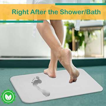 Stone Bath Mat for Bathroom - Diatomite Stone Bath Mat - Fast Water Absorbing with Anti-Slip Pad and Soap Dish, 23.6'' x 15.3'', Japanese Style, Off-White