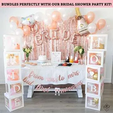 96 PC Bridal Shower Decorations Balloon Boxes White- Transparent Block with BRIDE TO BE + GROOM + A - Z Letters and 40 Balloons- Engagement Bachelorette Parties Weddings Centerpieces Photo Booth Props