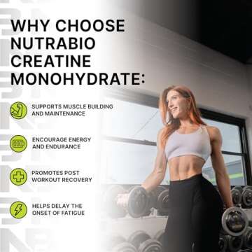 NutraBio Pure Creatine Monohydrate Powder Supplement, Unflavored, (150 g) - Supports Bulk Muscle Ene...