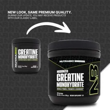 NutraBio Pure Creatine Monohydrate Powder Supplement, Unflavored, (150 g) - Supports Bulk Muscle Energy, Recovery, and Strength - HPLC Tested Pure Grade Creatine Powder Supplement for Men and Women