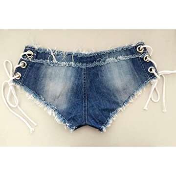 Yollmart Women Sexy Cut Off Low Waist Denim Jeans Shorts Mini Hot Pants-Blue-S