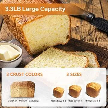 Davivy Bread Maker Machine 3.3LB Dough Maker,15-in-1 Automatic Bread Machine Maker with Nonstick Bowl, Jam& Yogurt, 3 Loaf Sizes and 3 crust settings,15-H Delay Timer（850W,Silver,3.3LB）
