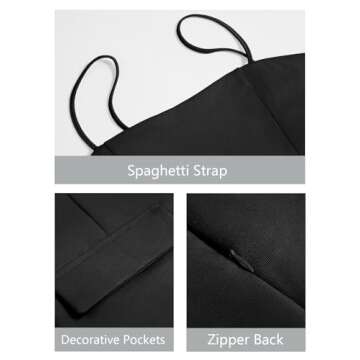 Wenrine Womens Spaghetti Strap Mini Dress Summer Sleeveless Zipper Back Slim Fit Party A Line Dresses Black