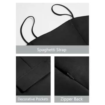 Wenrine Womens Spaghetti Strap Mini Dress Summer Sleeveless Zipper Back Slim Fit Party A Line Dresses Black