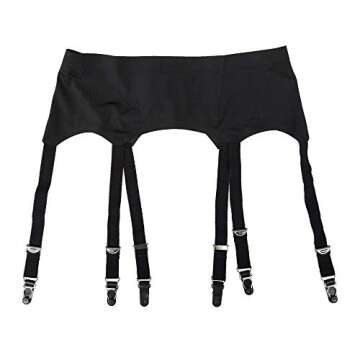 TVRtyle Black Plus Size Metal Buckles 6 Wide Straps Sexy Women Seamless Garter Belt for Stockings S504R (Black, 2XL)