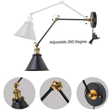 LNC Adjustable Black Wall Sconces with Brass Finish