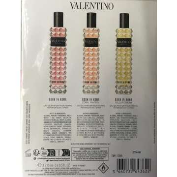 Valentino Donna Born in Roma Travel Spray Perfume 3PC Gift Set Born In Roma Eau De Parfum 0.5 Oz + B...