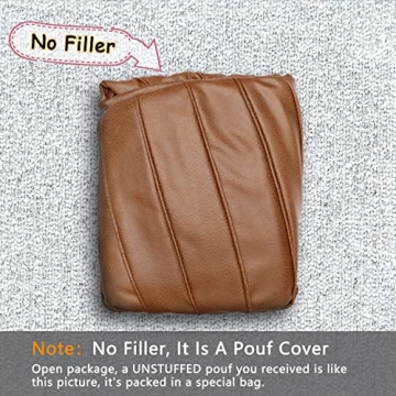 Thgonwid Handmade Foot Stool Ottoman Faux Suede Poufs 21.6" x 13" - Round Storage Floor Cushion Footstool for Living Room, Bedroom and Wedding (Brown) (No Filler)