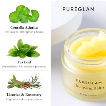 PureGlam Cleansing Balm Makeup Remover: Effortlessly Melts All Makeup & SPF - Travel Size Makeup Melting Balm - Gentle & Nourishing for All Skin Types