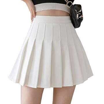 TONCHENGSD Women's High Waist Pleated Mini Skirt Skater Tennis Skirt