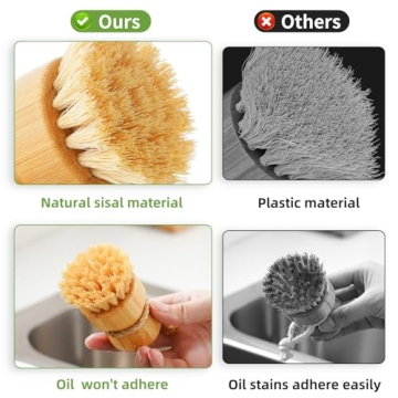 Bamboo Scrub Brushes Set of 3 for Eco-Friendly Cleaning