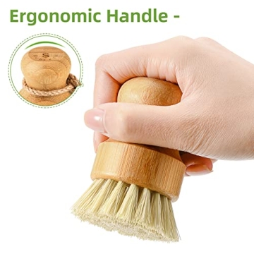 Bamboo Scrub Brushes Set of 3 for Eco-Friendly Cleaning