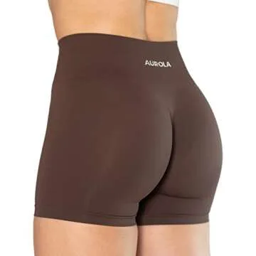 AUROLA Dream Collection Women Workout Shorts High Waist Gym Shorts, Scrunch Butt Seamless Athletic Shorts,Java Coffee,XS