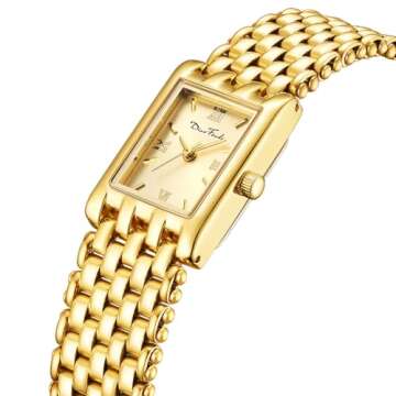 Diaofendi Small Gold Watches for Women Vintage Ladies Quartz Wrist Watches Stainless Steel Band Wome...