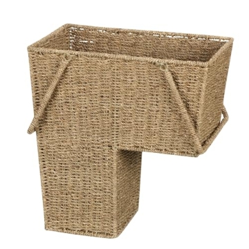 Household Essentials Seagrass Wicker Stair Step Basket – Versatile Storage Solution