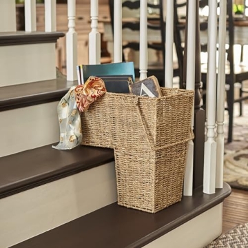 Household Essentials Seagrass Wicker Stair Step Storage Basket