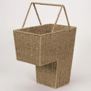 Household Essentials Seagrass Wicker Stair Step Storage Basket