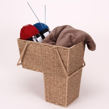 Household Essentials Seagrass Wicker Stair Step Storage Basket